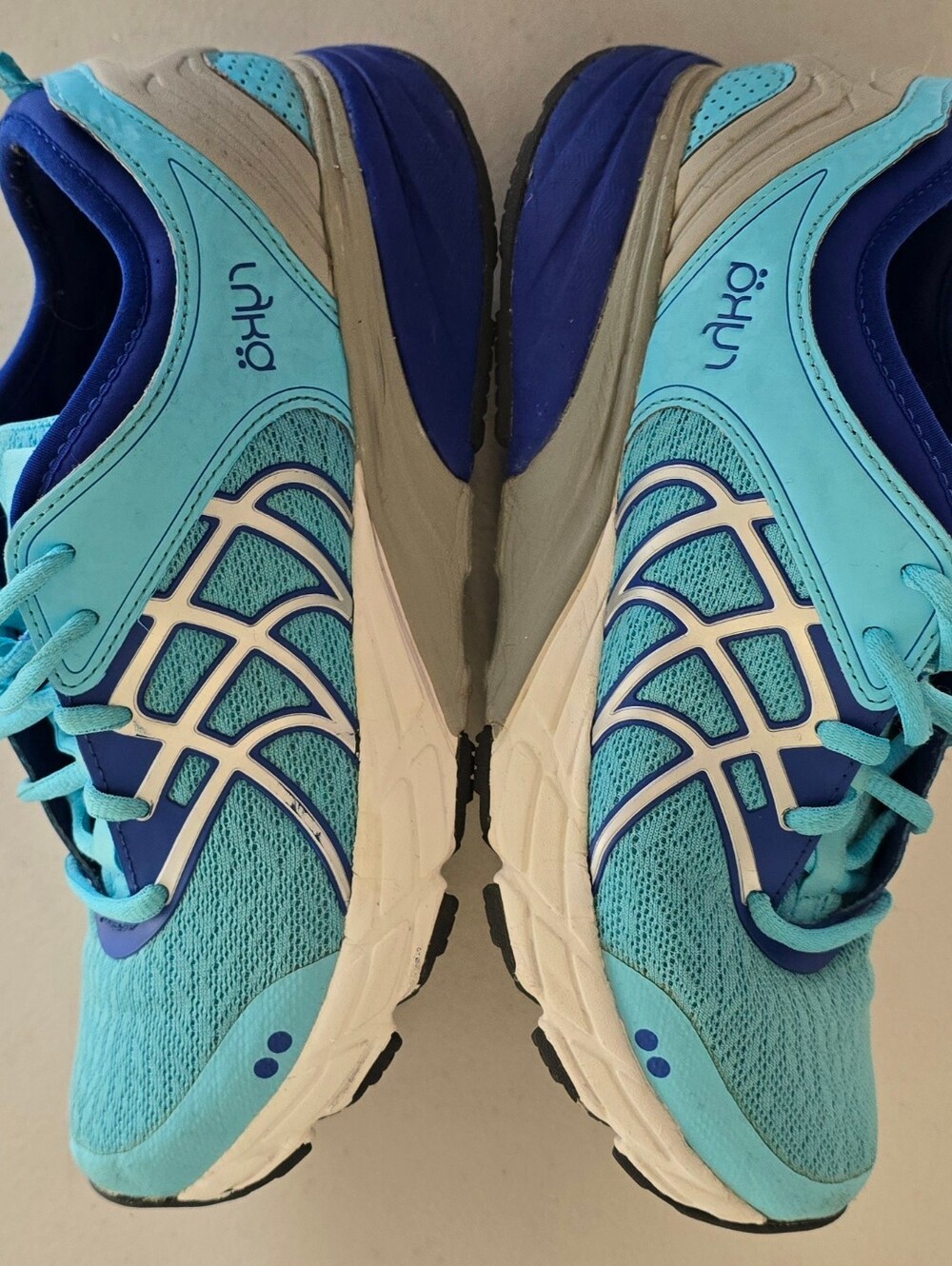 size 7 M Ryka Nalu Women’s Blue Lace Up Low Top Athletic Sneaker Mesh Rubber